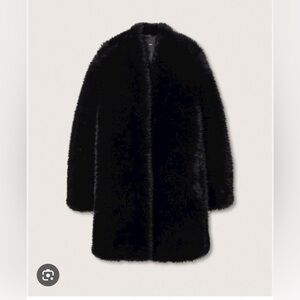 Mango faux fur car coat - L